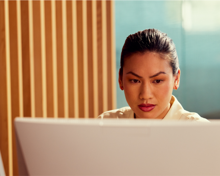 woman on a computer